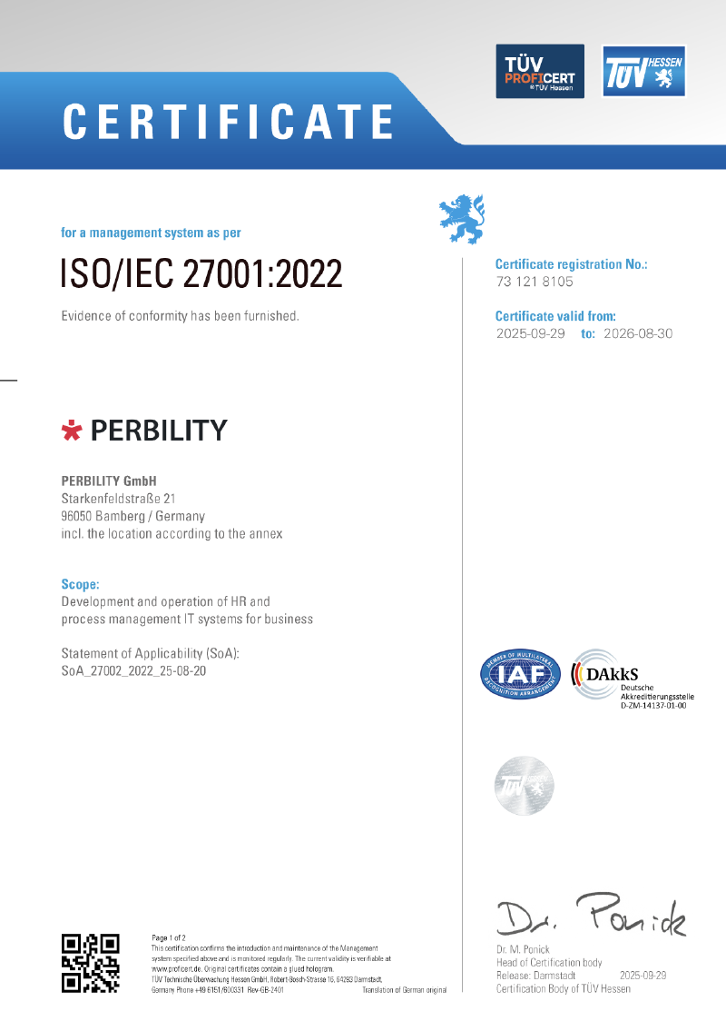 ISO 27001 certificate